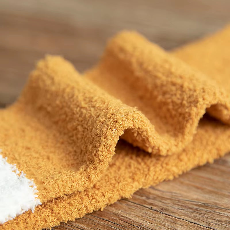 Fluffy Cat Paw Sleep Socks – Plush Velvet Indoor Floor Socks for Autumn & Winter
