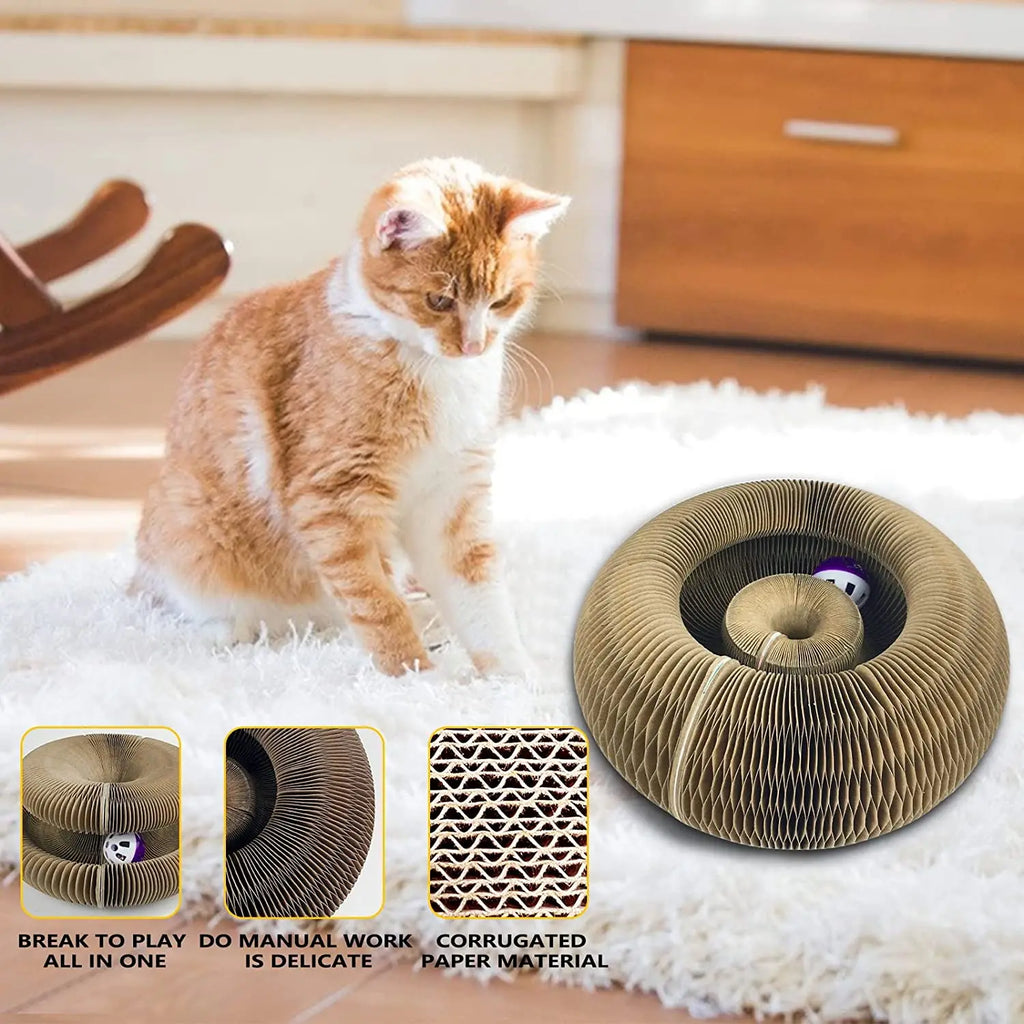 Magic Cat Scratch & Climb Toy - Interactive Corrugated Scratching Board with Ball for Happy Kittens