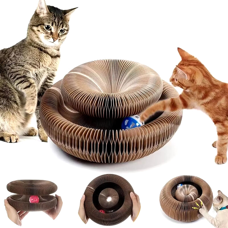 Magic Cat Scratch & Climb Toy - Interactive Corrugated Scratching Board with Ball for Happy Kittens
