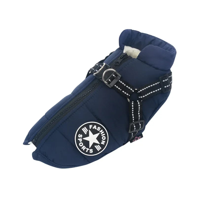 Large Dog Winter Jacket with Harness – Waterproof