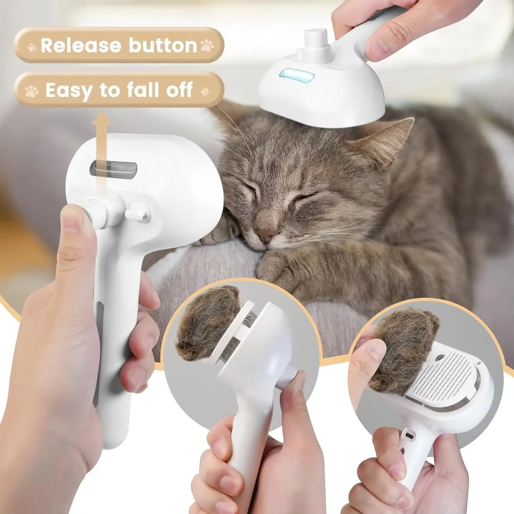 3-in-1 Cat & Dog Steam Brush – Hair Removal & Massage