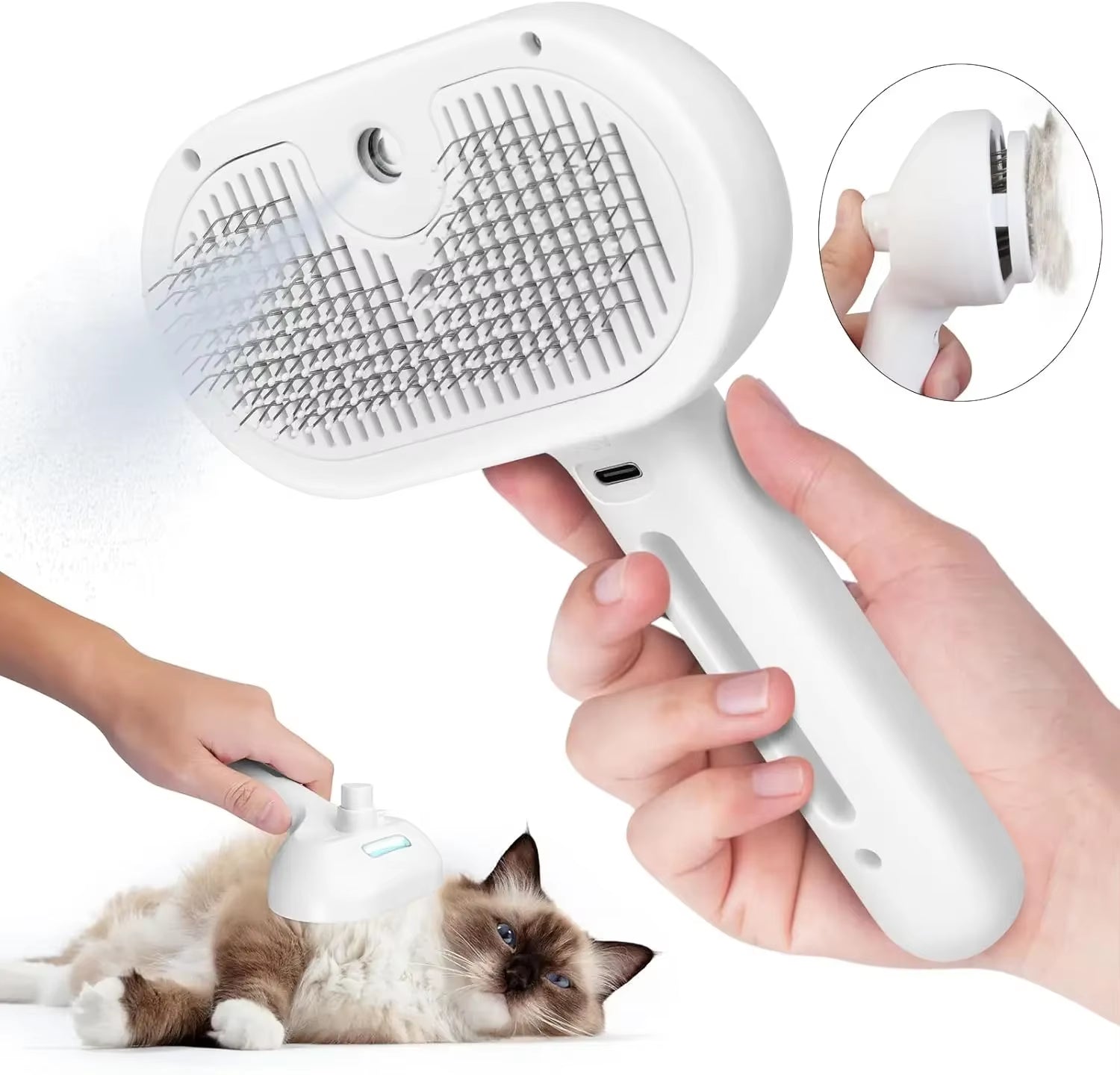 3-in-1 Cat & Dog Steam Brush – Hair Removal & Massage