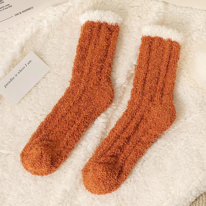 Fluffy Cat Paw Sleep Socks – Plush Velvet Indoor Floor Socks for Autumn & Winter