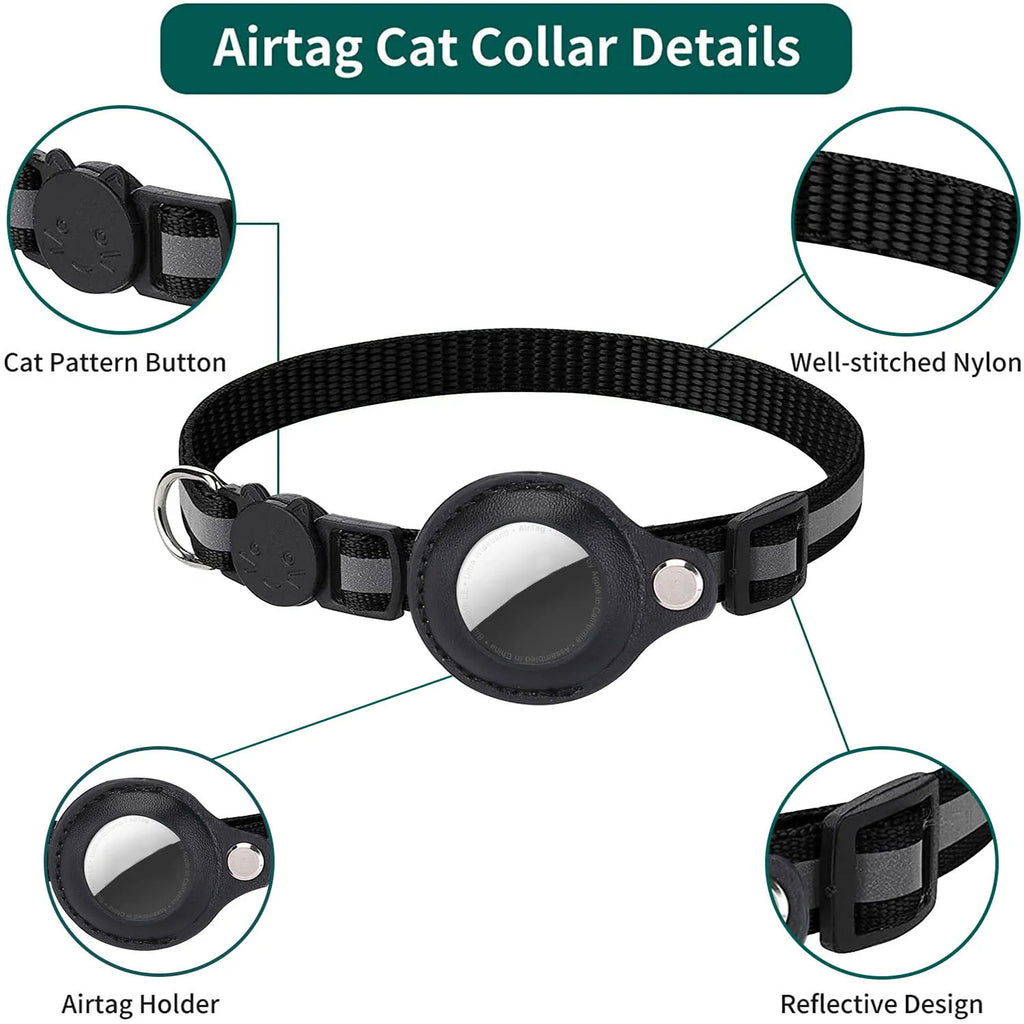 Cat AirTag Collar – Adjustable Breakaway & Bell