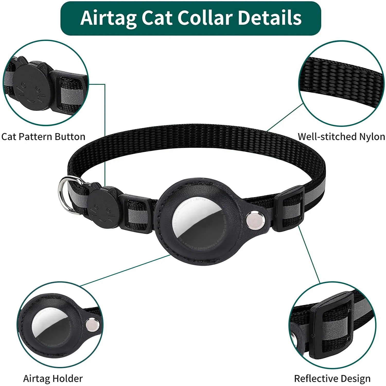Cat AirTag Collar – Adjustable Breakaway & Bell