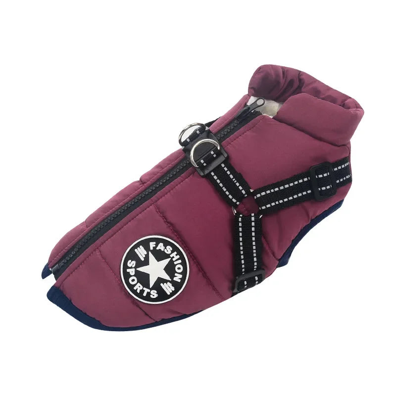 Large Dog Winter Jacket with Harness – Waterproof