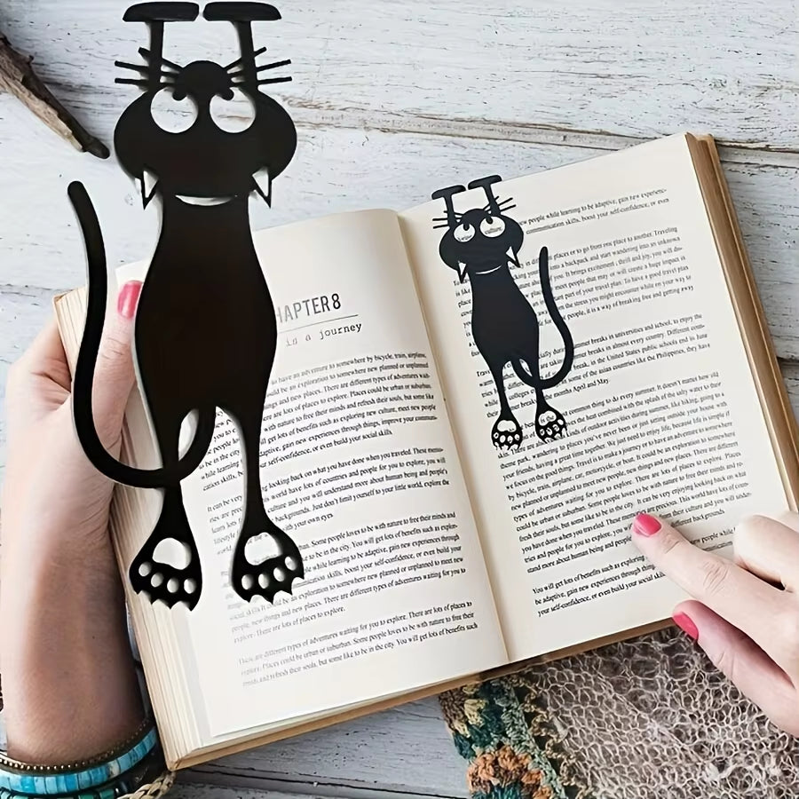 Hollow Black Kitten Acrylic Bookmarks – Cute Hanging Gifts for Book Lovers