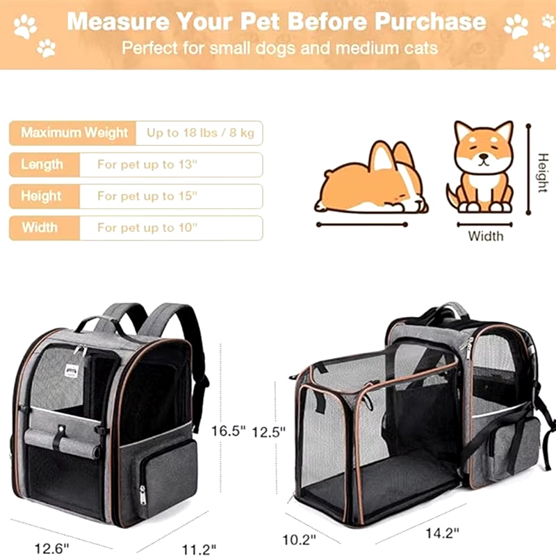 Expandable Pet Backpack for Cats & Puppies