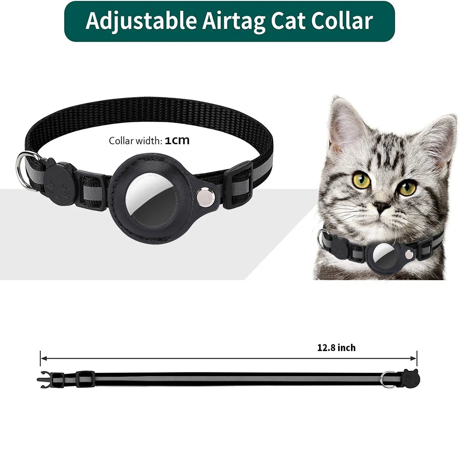 Cat AirTag Collar – Adjustable Breakaway & Bell