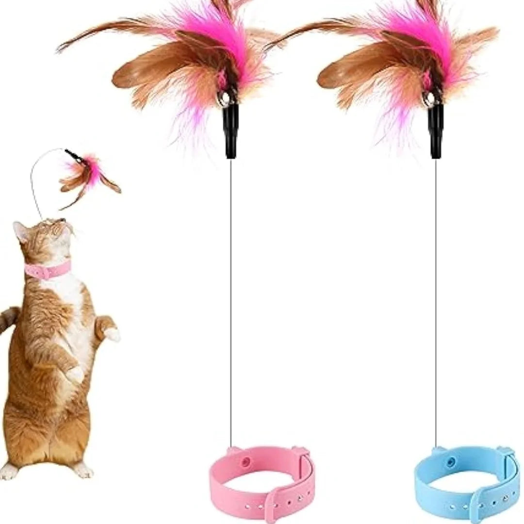 Interactive Cat Collar Toy with Feather & Bell
