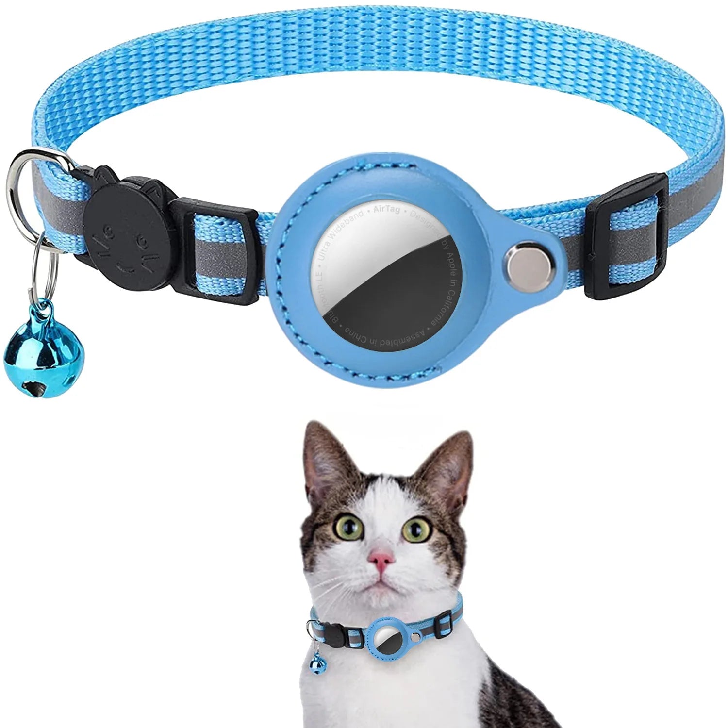 Cat AirTag Collar – Adjustable Breakaway & Bell