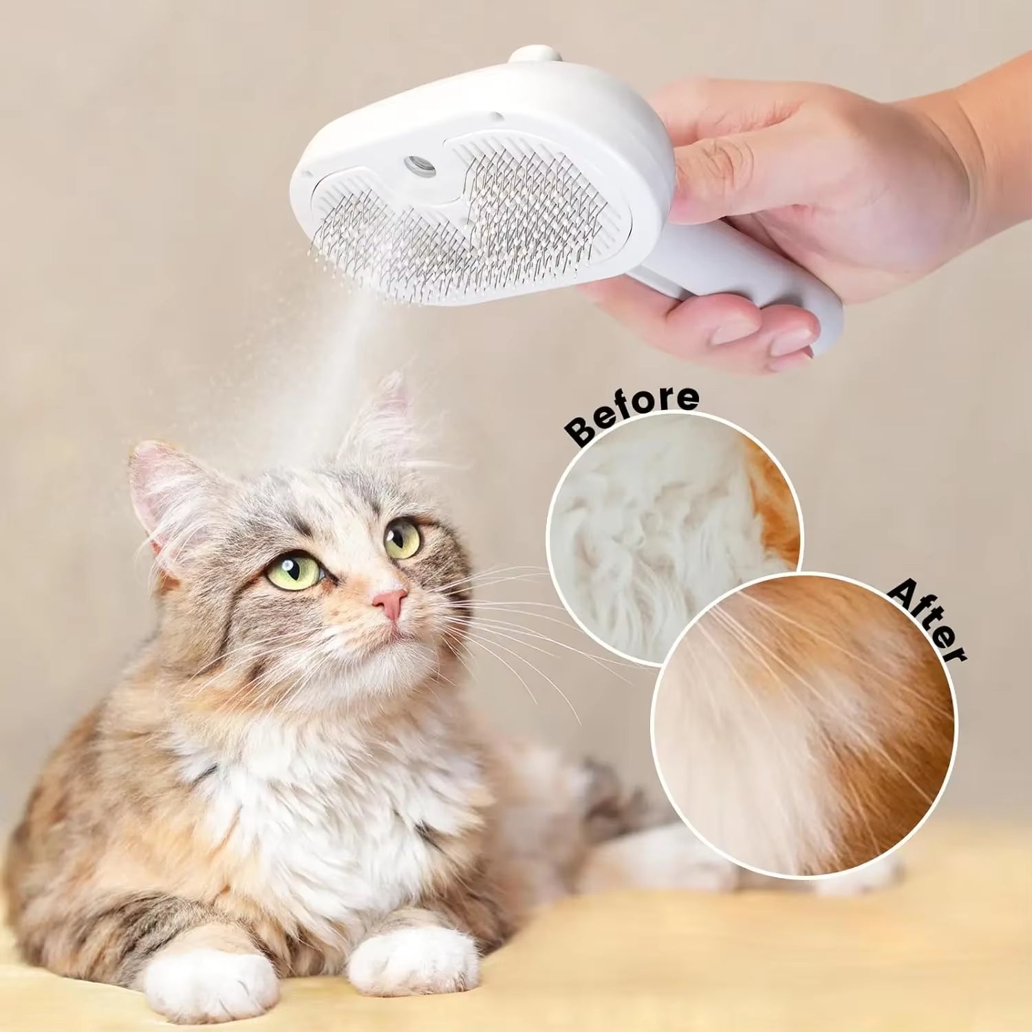 3-in-1 Cat & Dog Steam Brush – Hair Removal & Massage