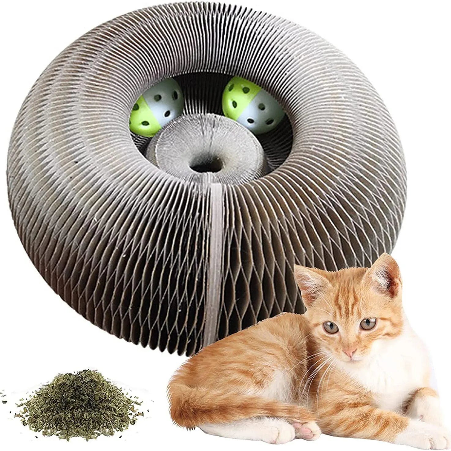 Magic Cat Scratch & Climb Toy - Interactive Corrugated Scratching Board with Ball for Happy Kittens