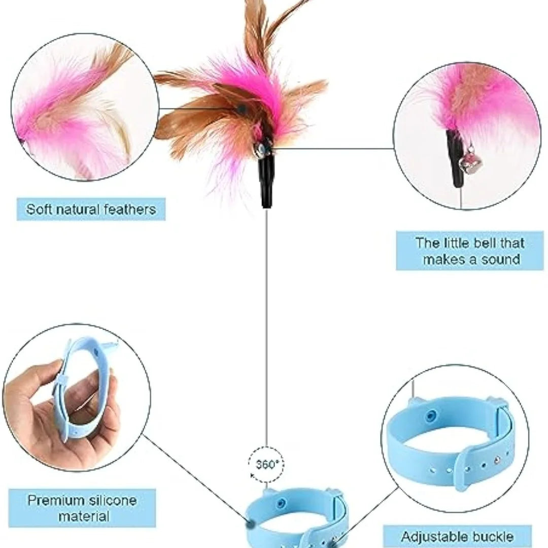 Interactive Cat Collar Toy with Feather & Bell