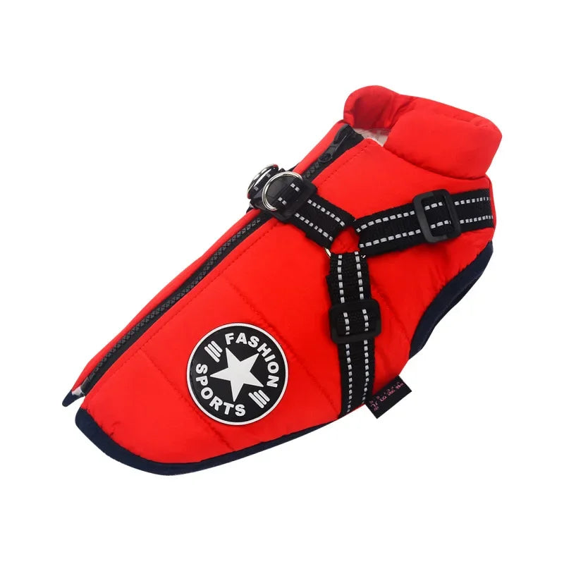 Large Dog Winter Jacket with Harness – Waterproof