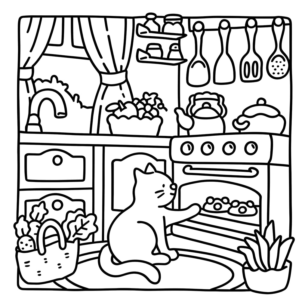 CAT MOMENTS Bold-Easy Patterns Coloring Book for Adults Cute Drawing Book Perfect Gift for Party and Birthday
