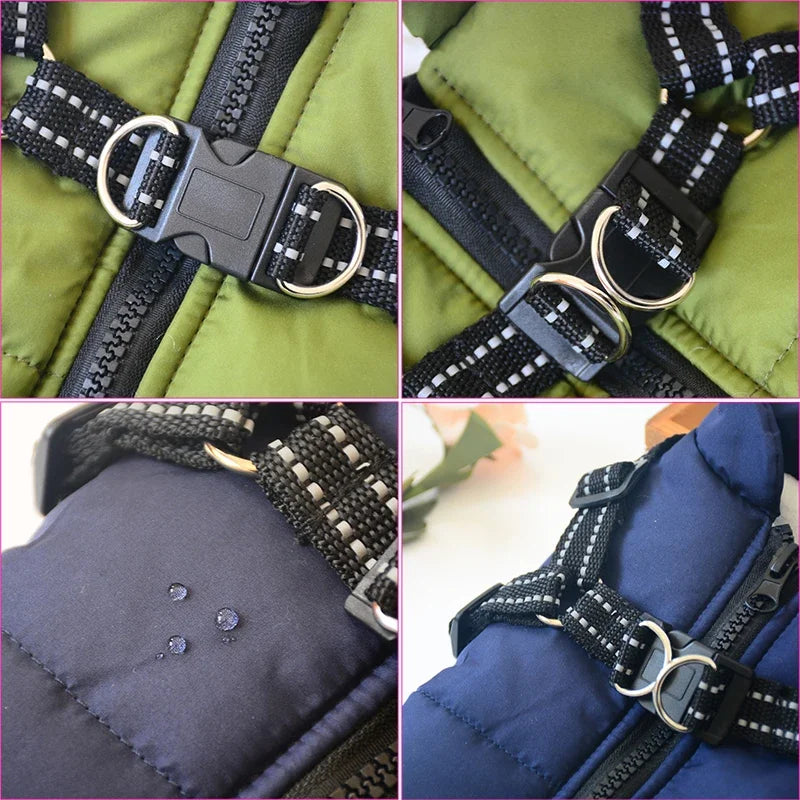 Large Dog Winter Jacket with Harness – Waterproof