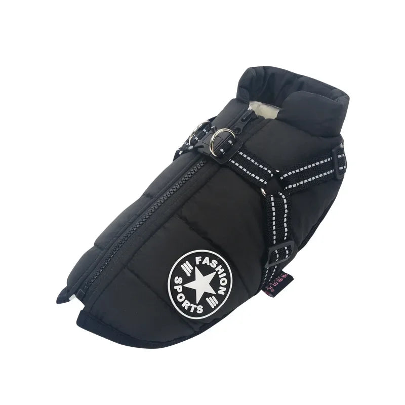 Large Dog Winter Jacket with Harness – Waterproof