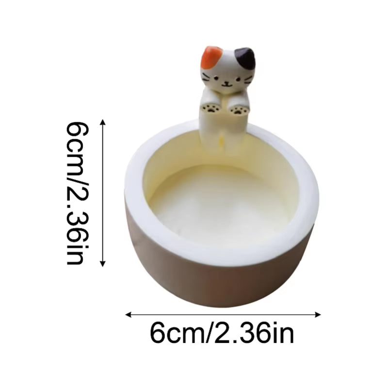 Cartoon Cat Tea Light Candle Holder - Decorative Ornaments for Office and Home Desktop