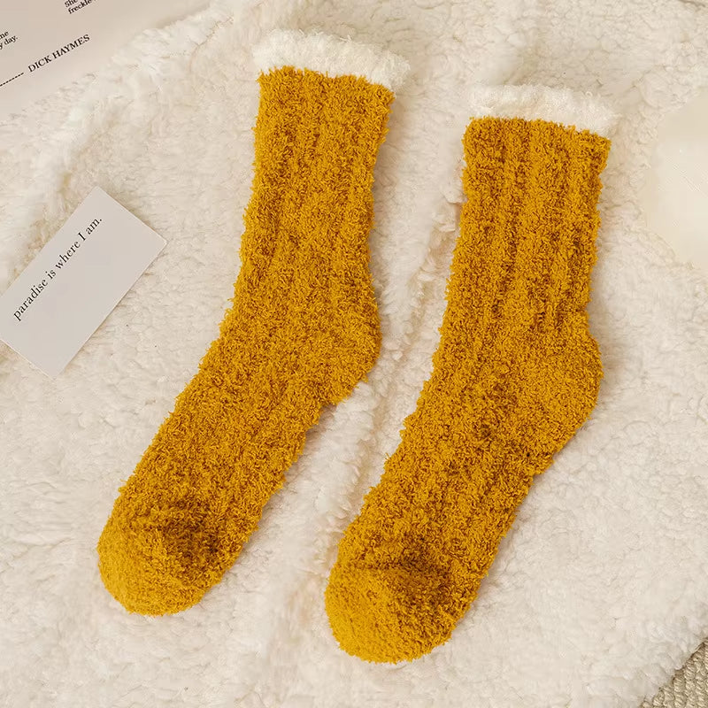 Fluffy Cat Paw Sleep Socks – Plush Velvet Indoor Floor Socks for Autumn & Winter